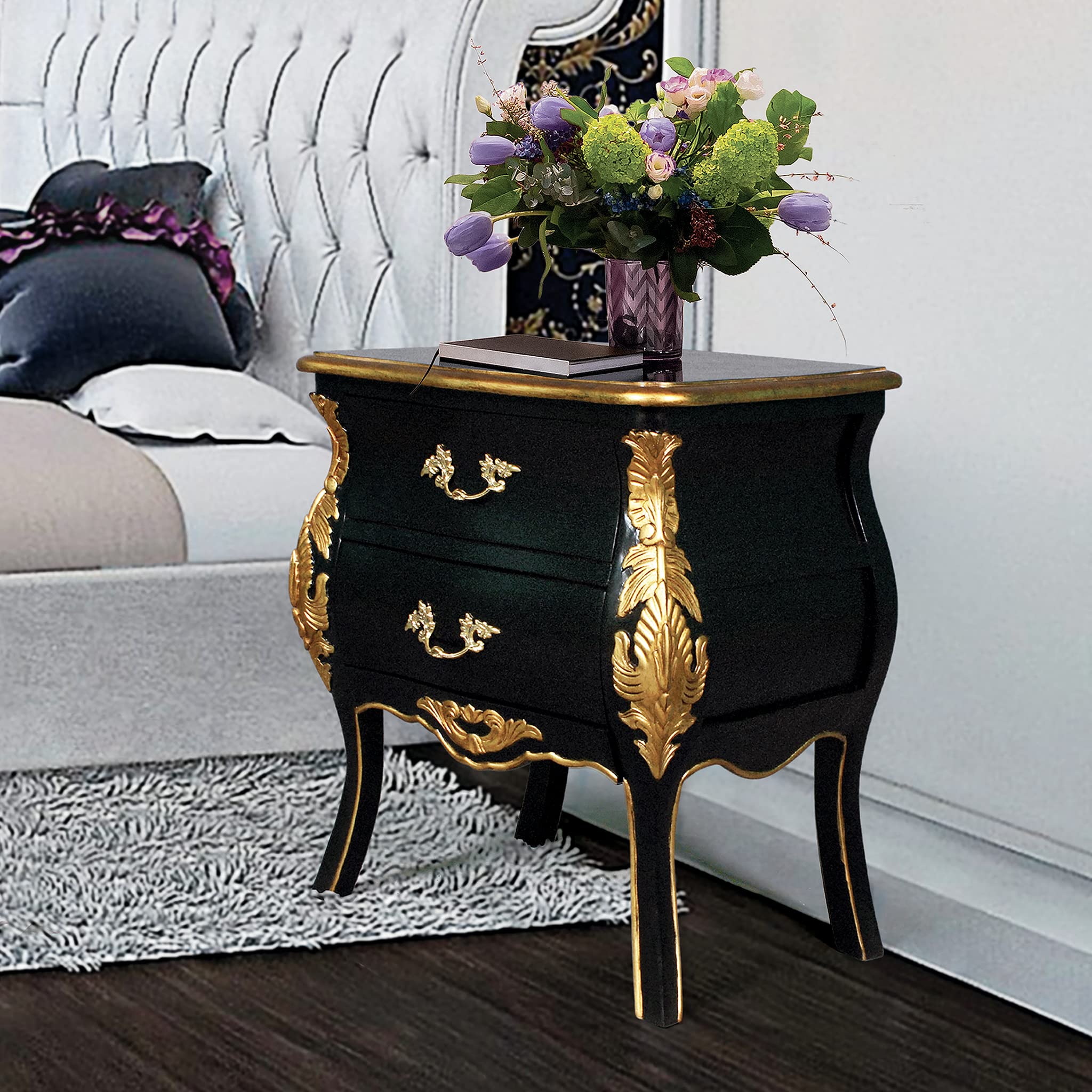 Rococo Bombe Nightstand with Secret Drawer