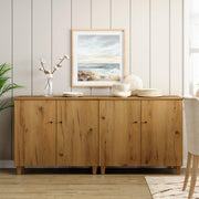 70.8" Oak Brown Buffet Cabinet with 4 Doors