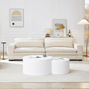 White Round Nesting Coffee Table Set of 2