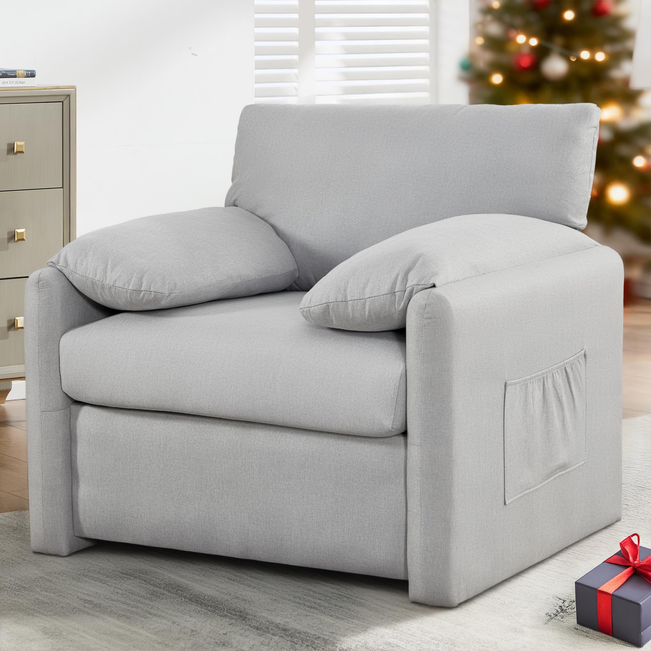 Oversized Accent Chair with USB Ports and Side Pockets