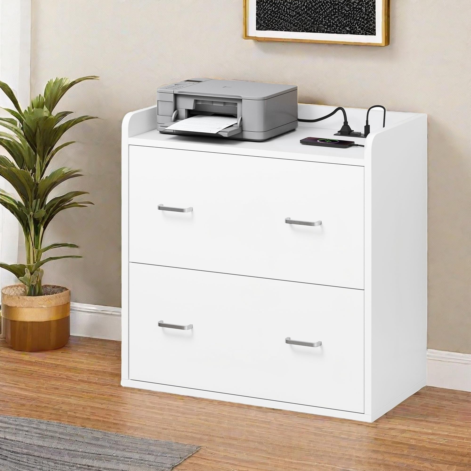 2 Drawer Lateral File Cabinet with Charging Station