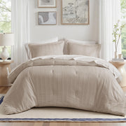 Queen Striped Comforter Set - 7 Piece Bed in a Bag