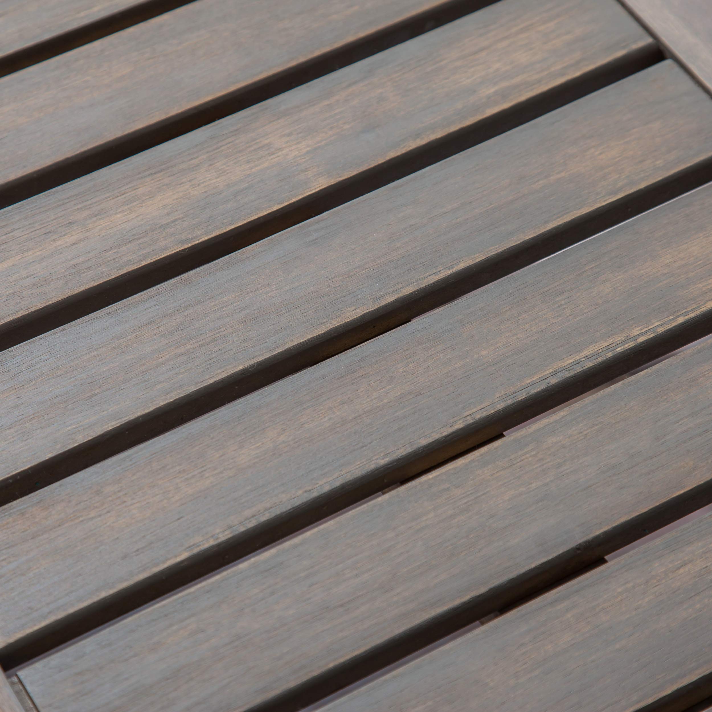 Outdoor Industrial Acacia Wood and Iron Bench
