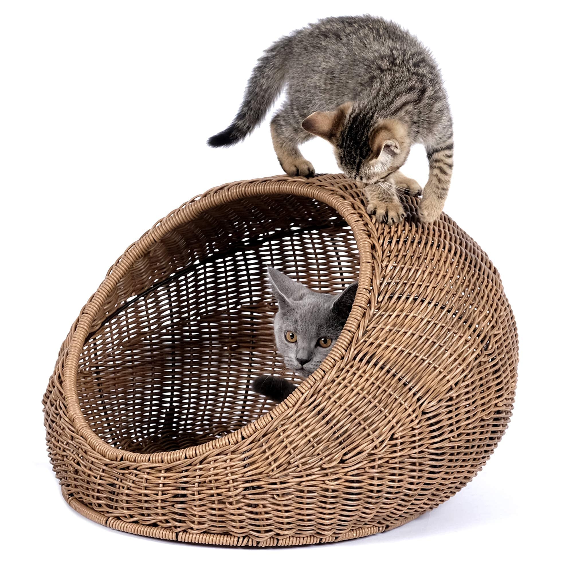 Wicker Cat Bed Dome for Medium Indoor Cats