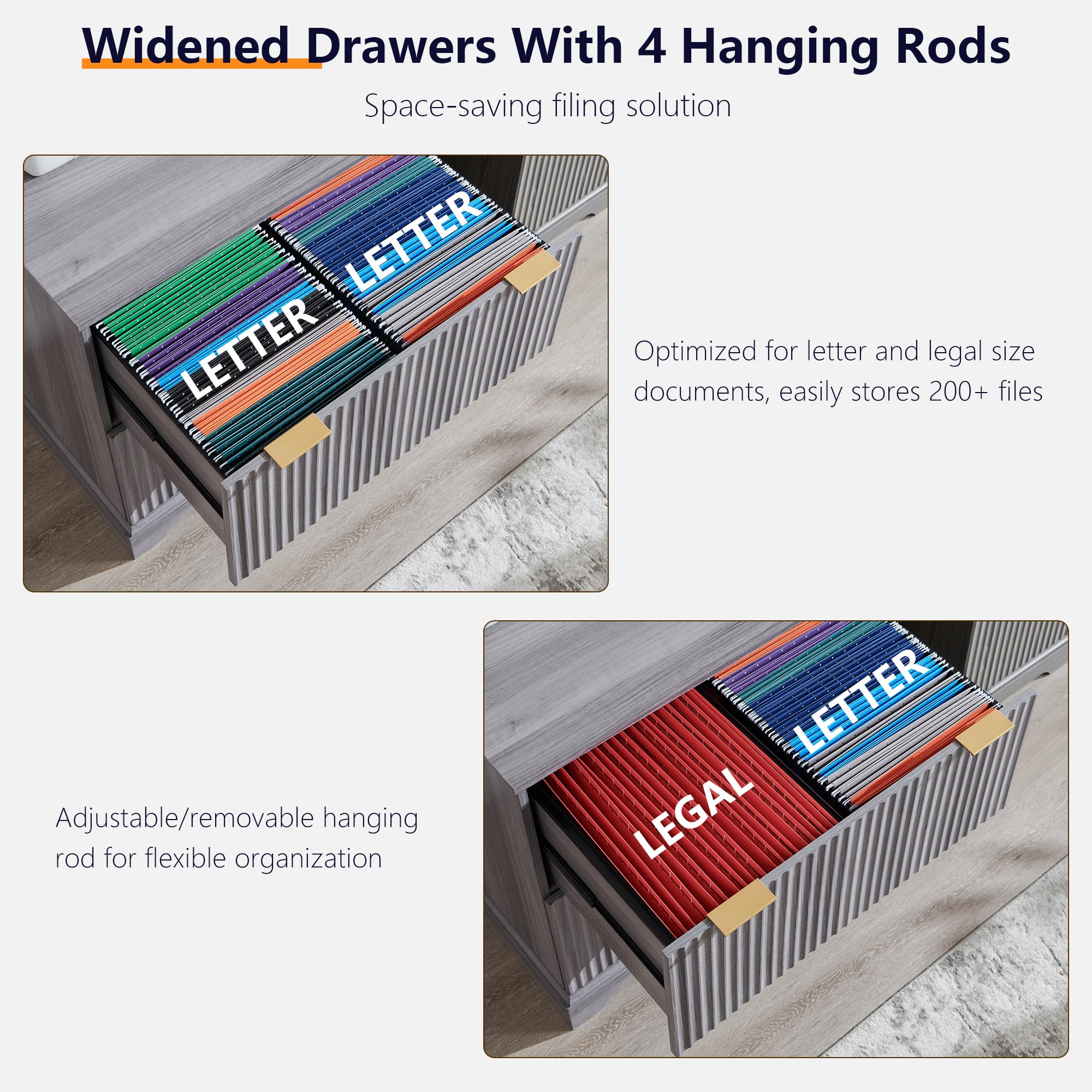 2 Drawer File Cabinet with Charging Station