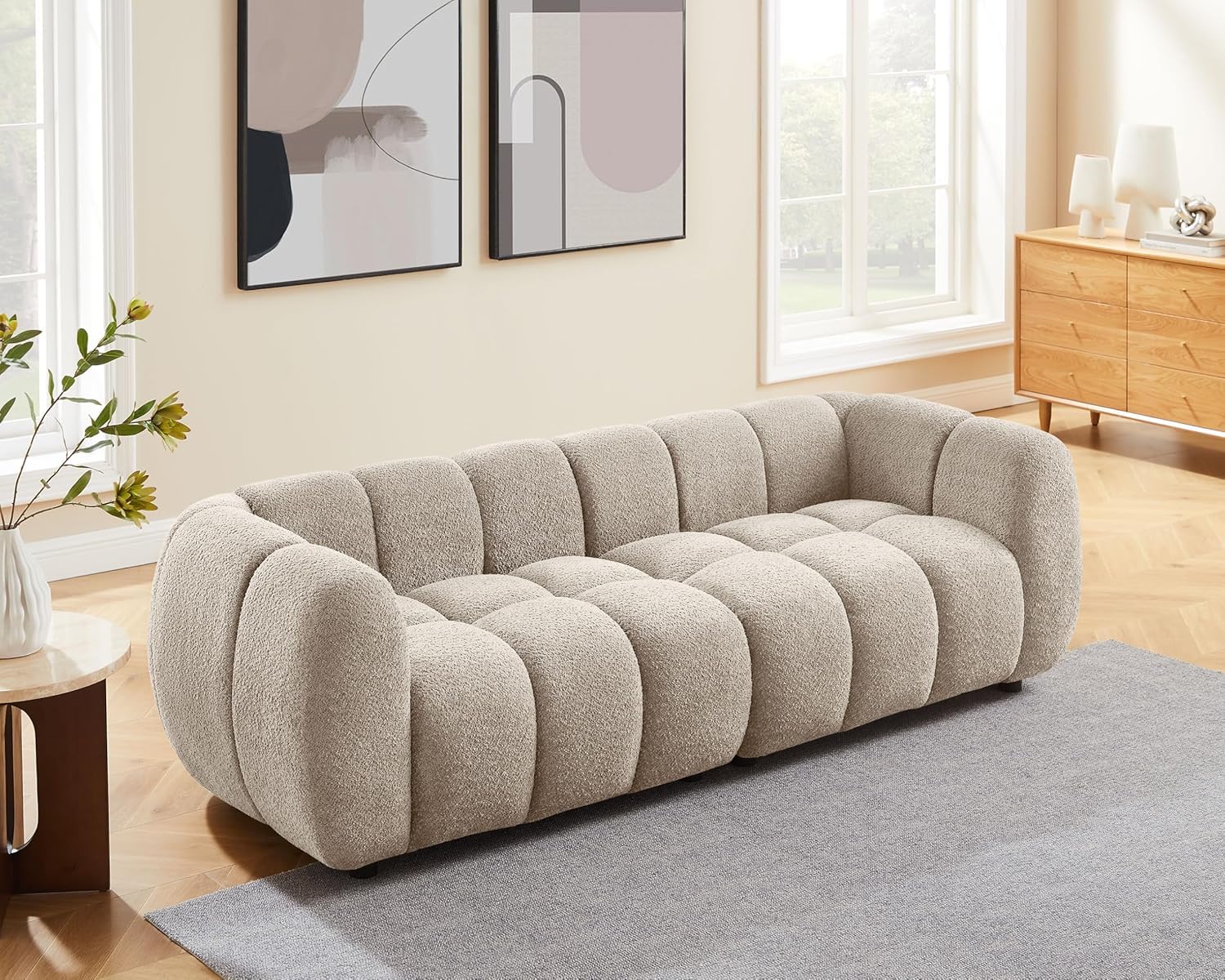 88" Oversized Boucle Sofa Modern Tufted Cloud Couch