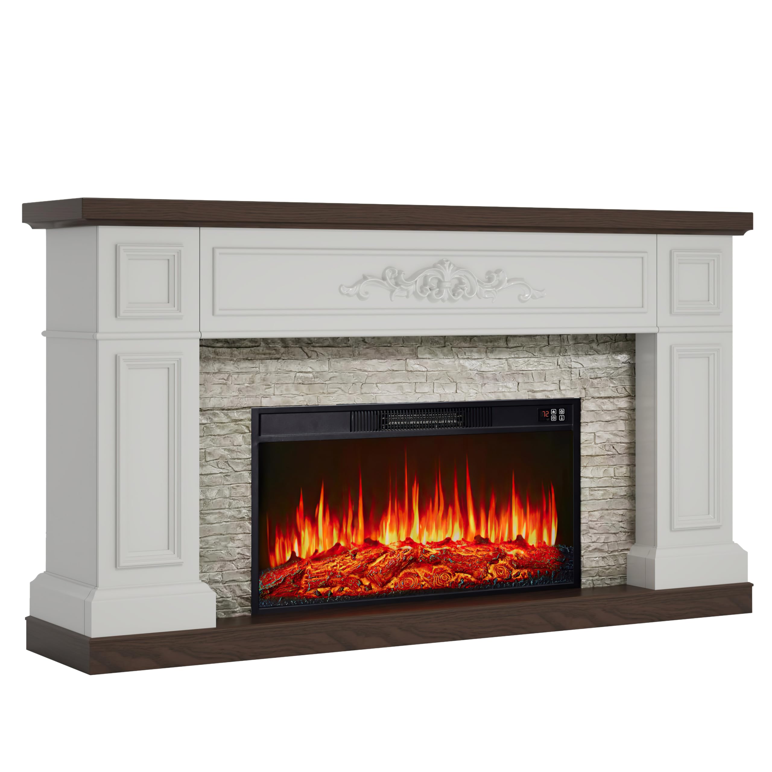 60" Electric Fireplace TV Stand with Mantel