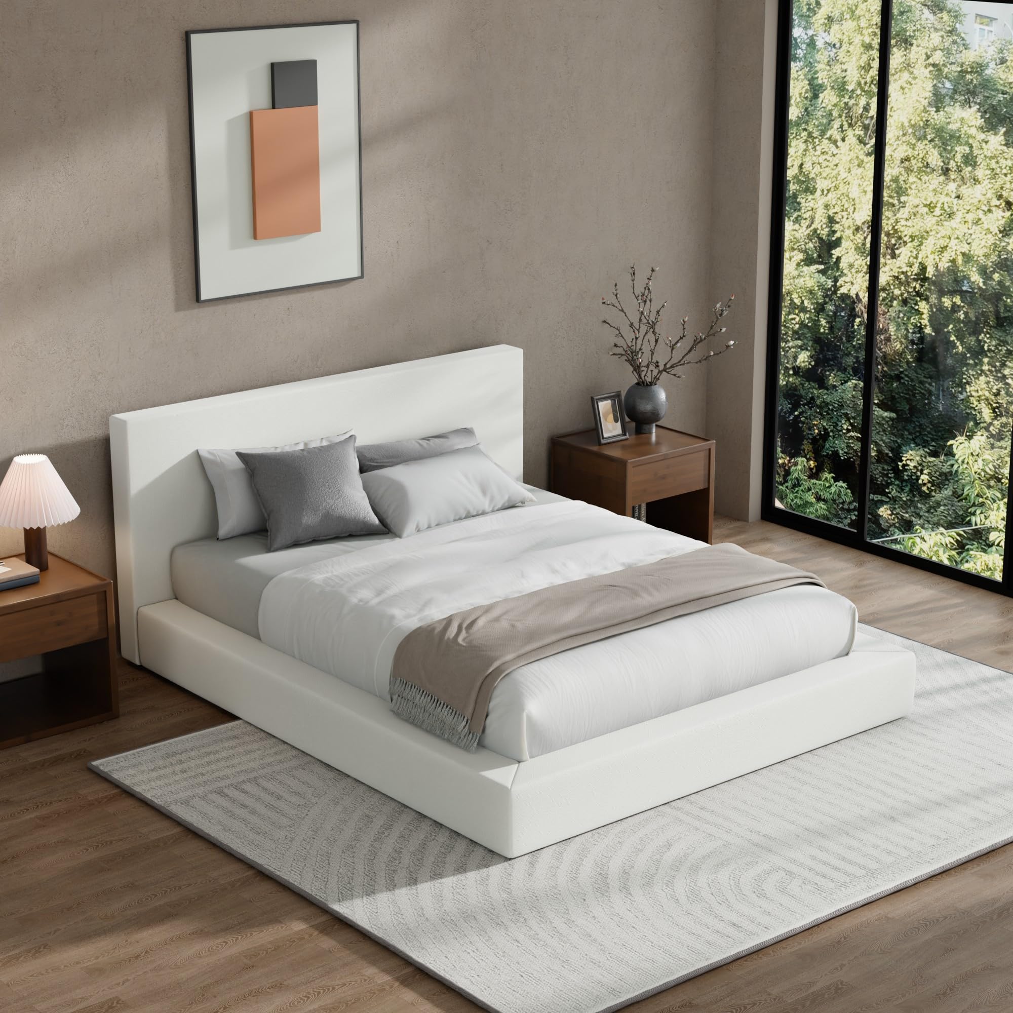 Cloud Upholstered Queen Bed Frame with Headboard