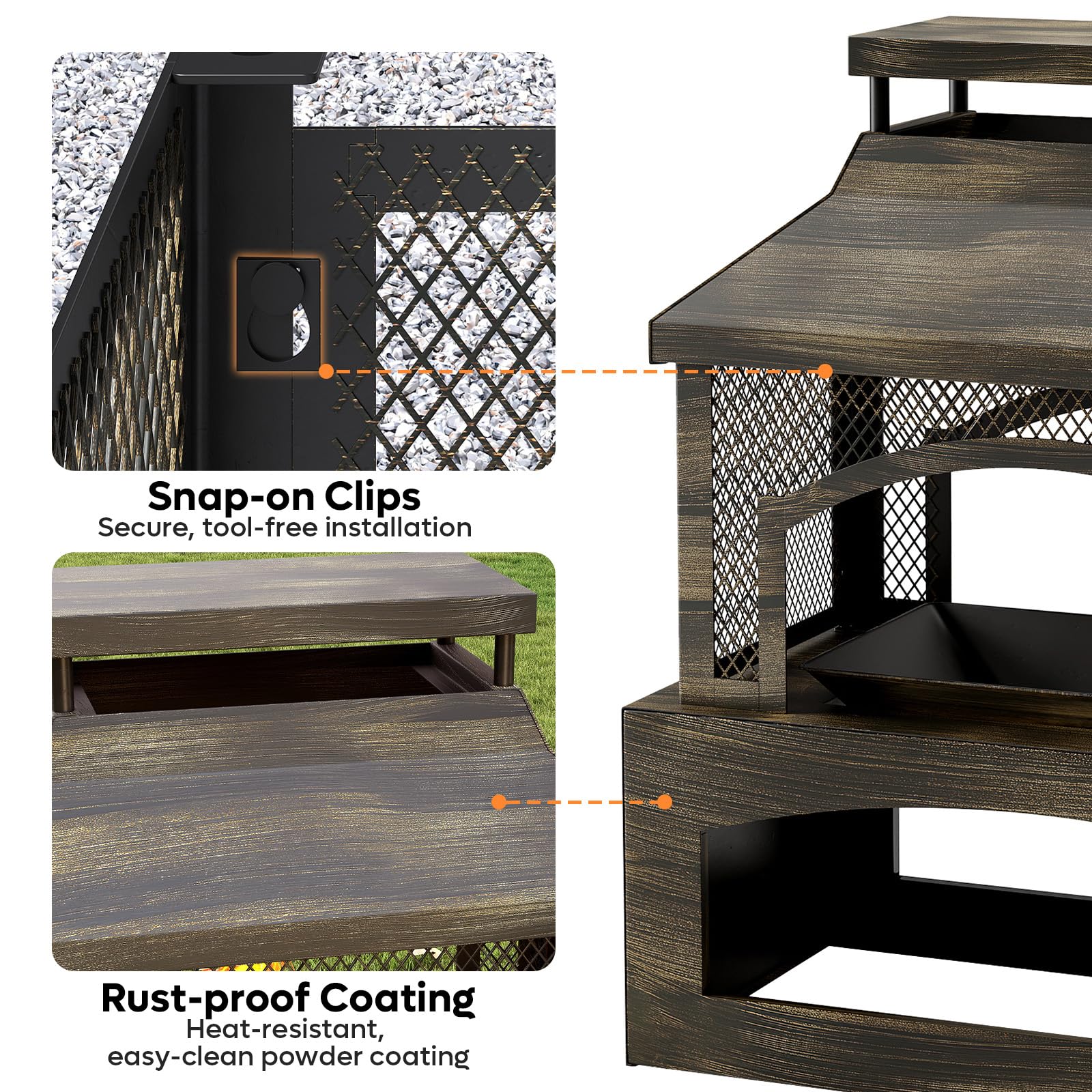 37" Outdoor Wood Burning Fire Pit with Poker and Cover