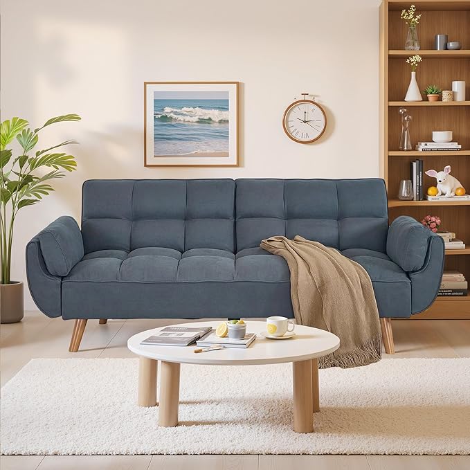 Convertible Futon Sofa Bed with Adjustable Backrest