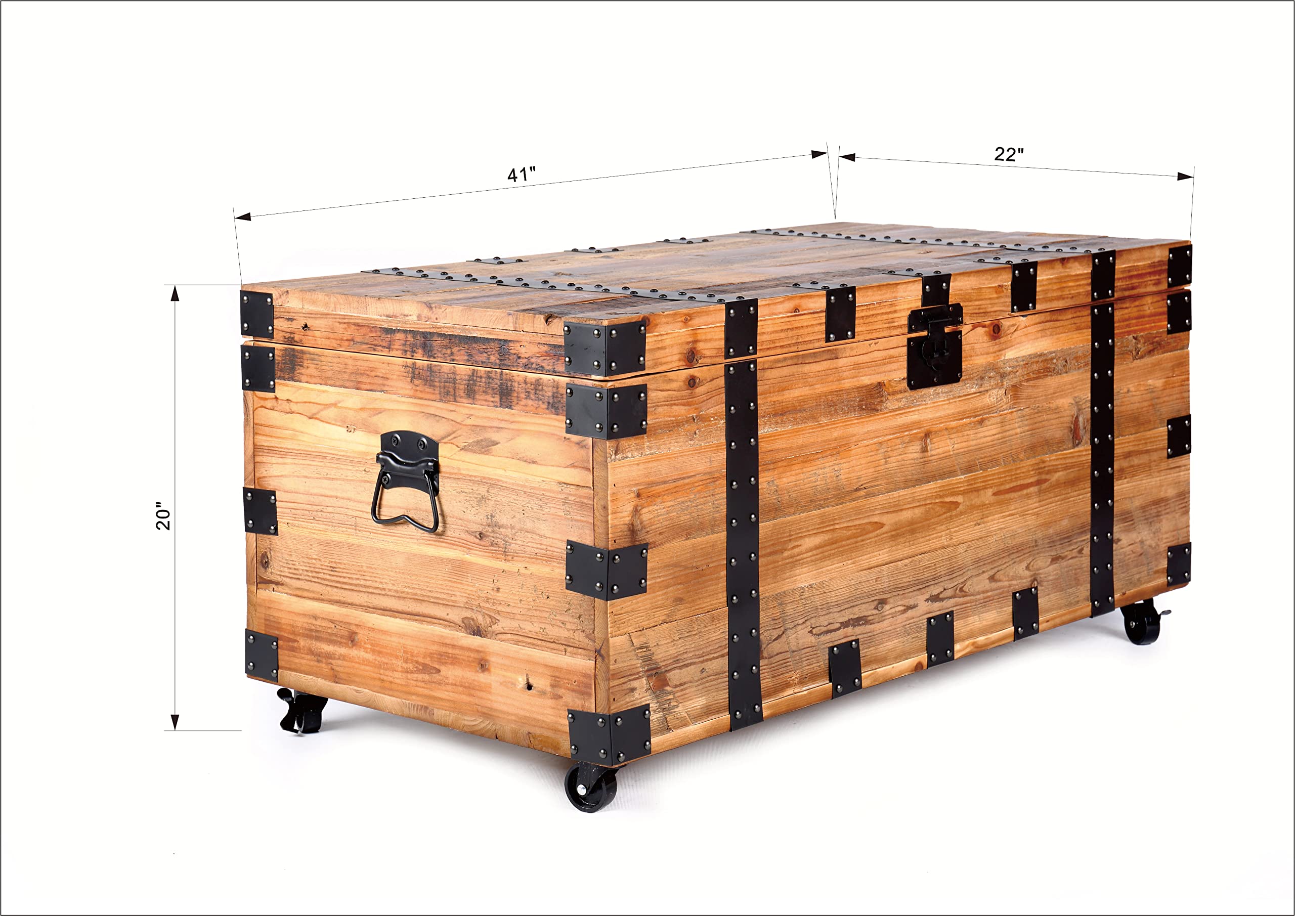 Vintage Reclaimed Fir Wood Storage Trunk