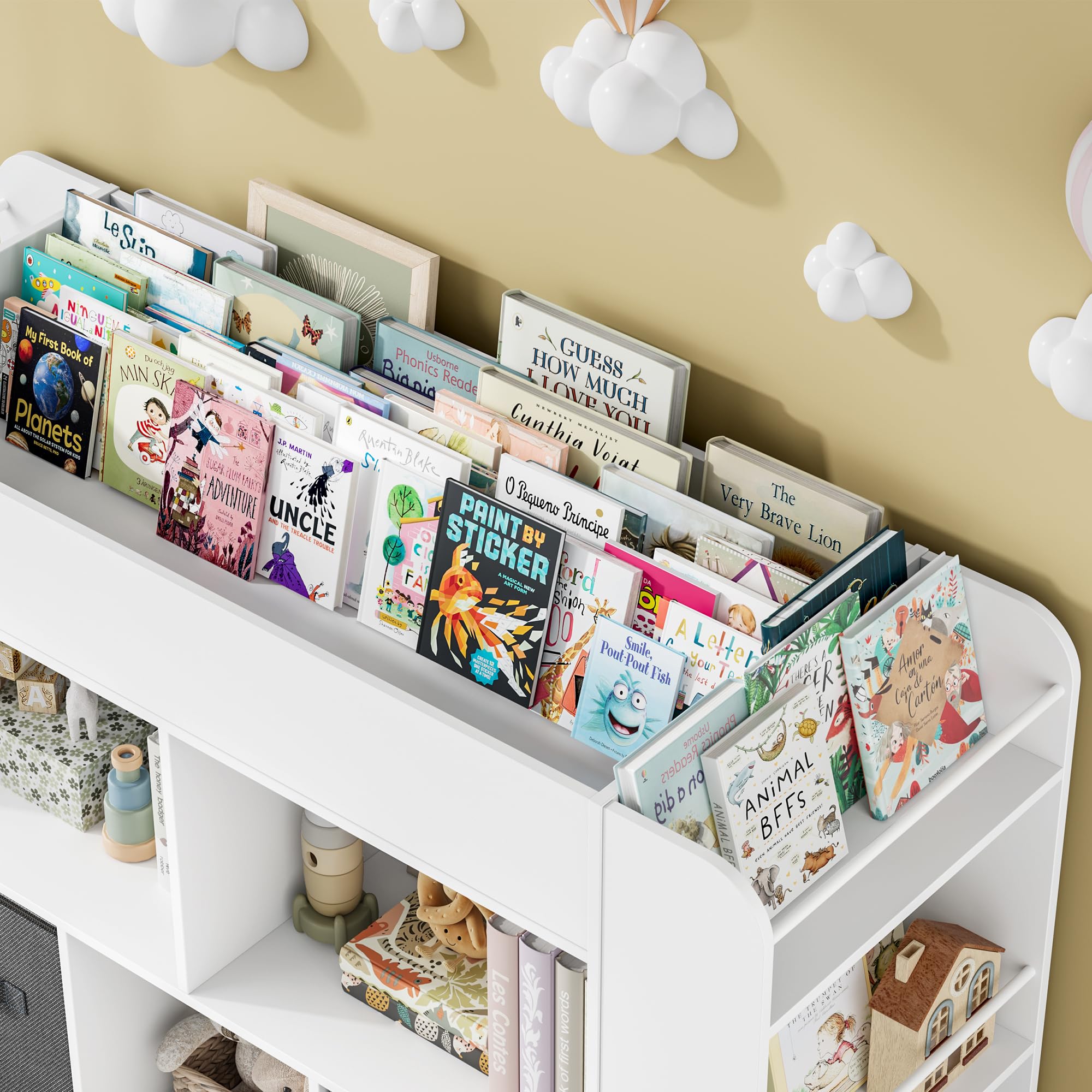 Kids Bookshelf with Toy Storage and Play Mat