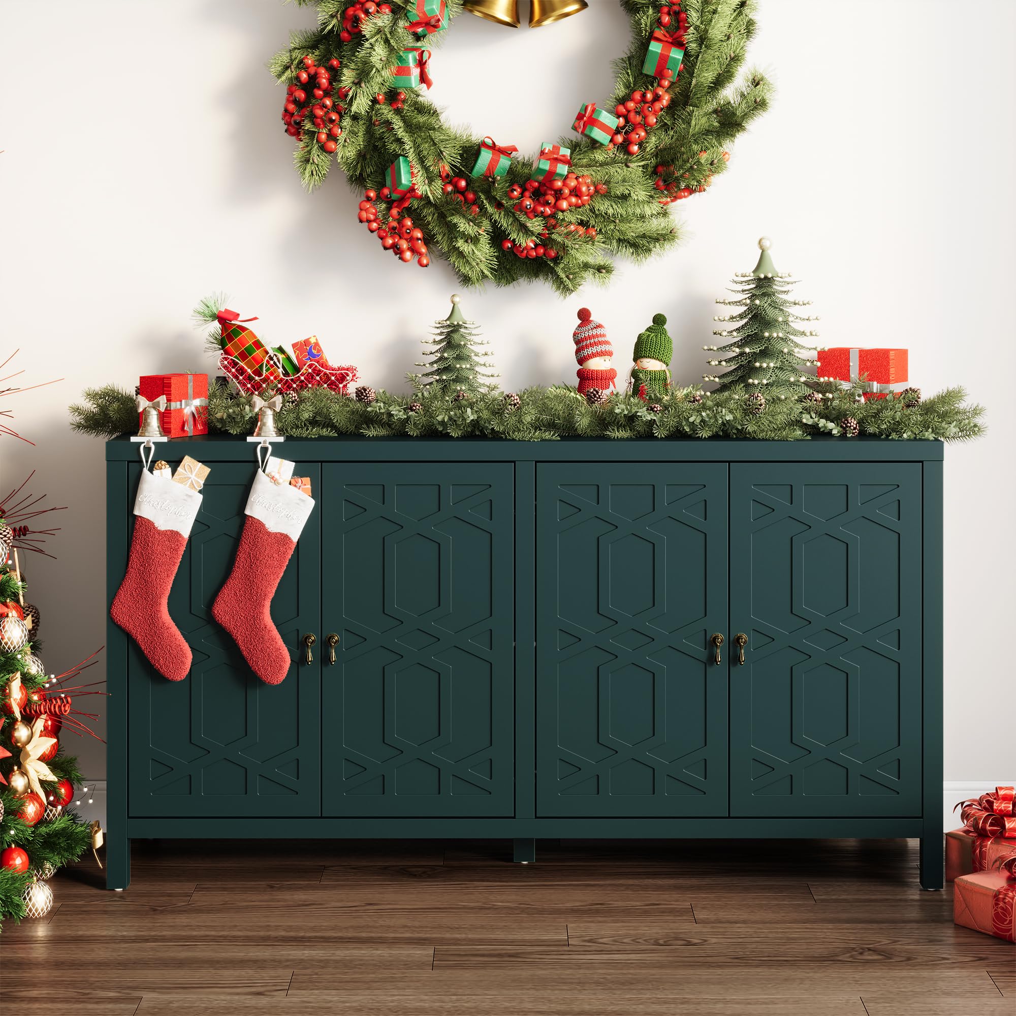 Modern Sideboard Buffet Cabinet 60" Forest Green