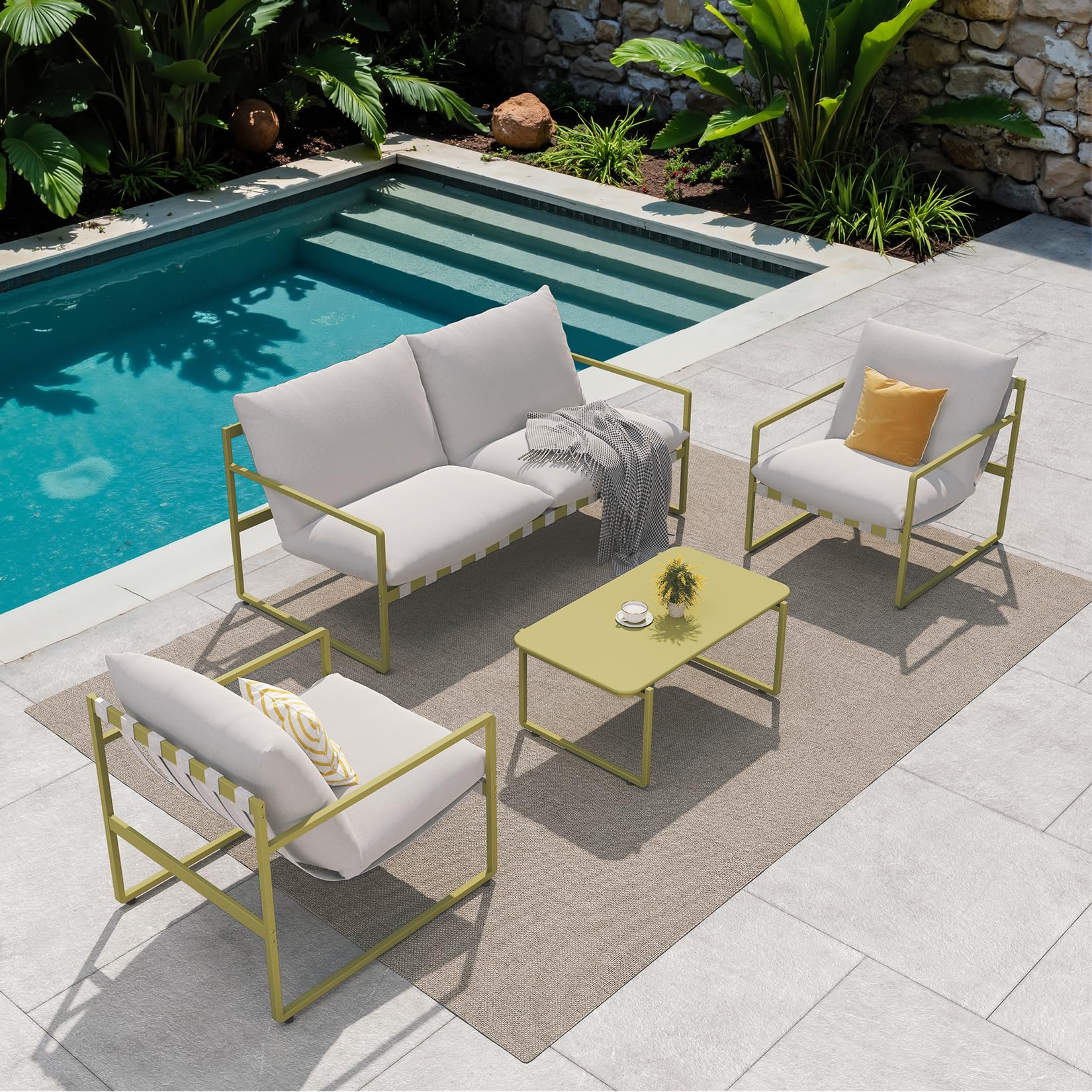 4-Piece Outdoor Furniture Set with Cushions