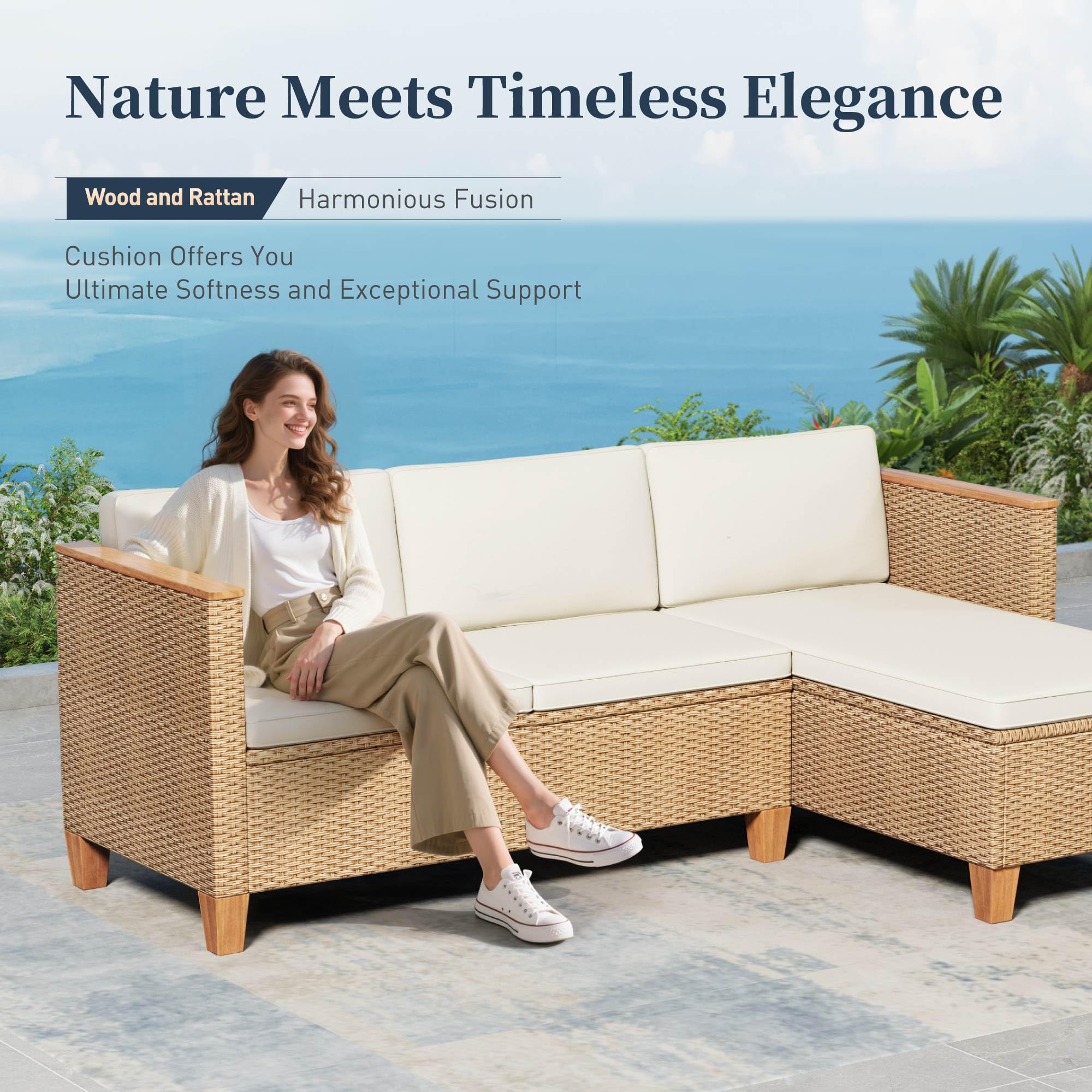 3 Piece Wicker Outdoor Patio Conversation Set