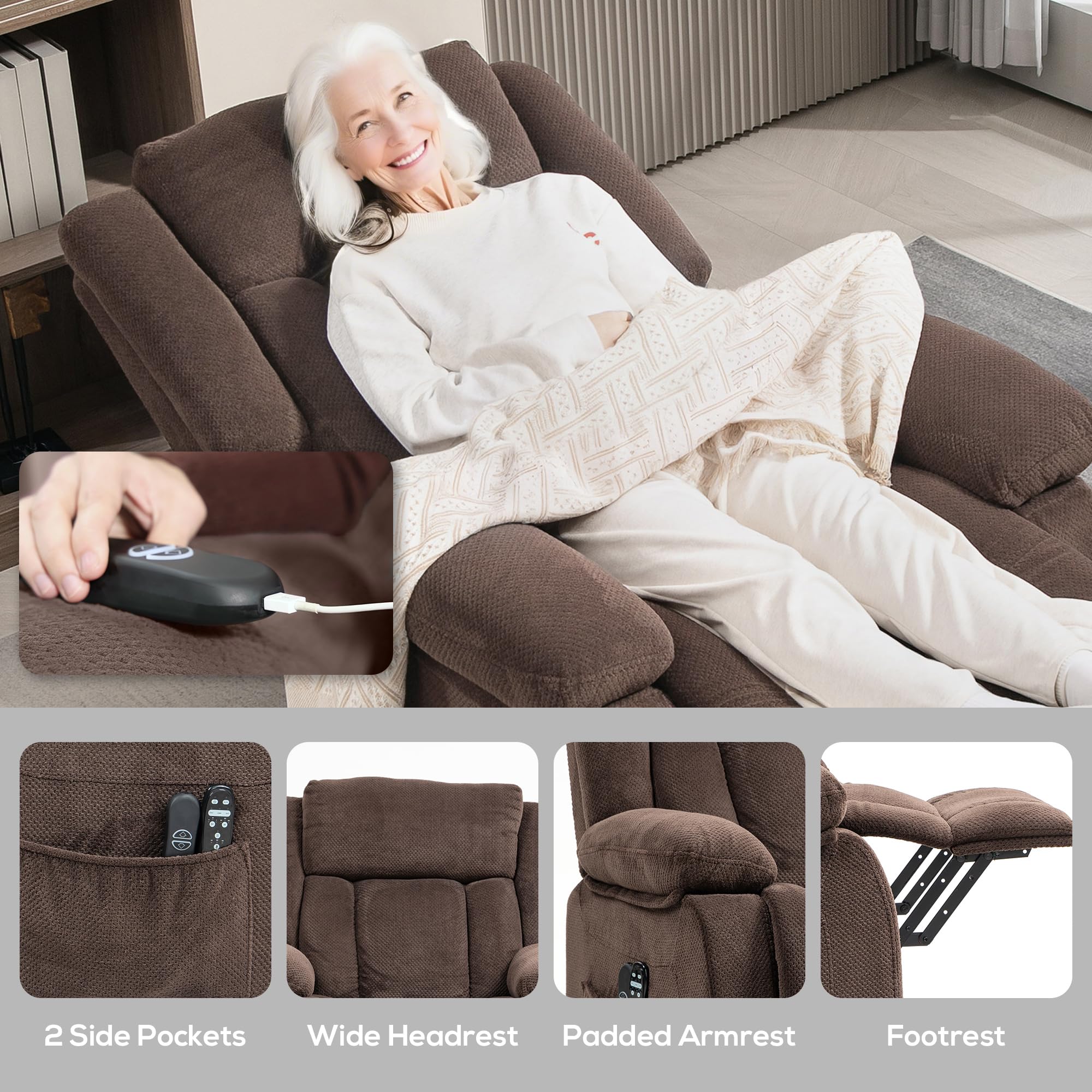 Power Lift Recliner Chair with Massage and Heat