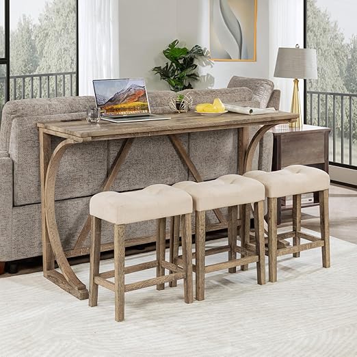 Industrial Counter Height Bar Table Set with Stools