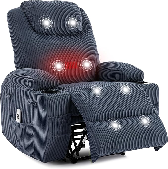 Pink Massage Recliner Chair with USB Port