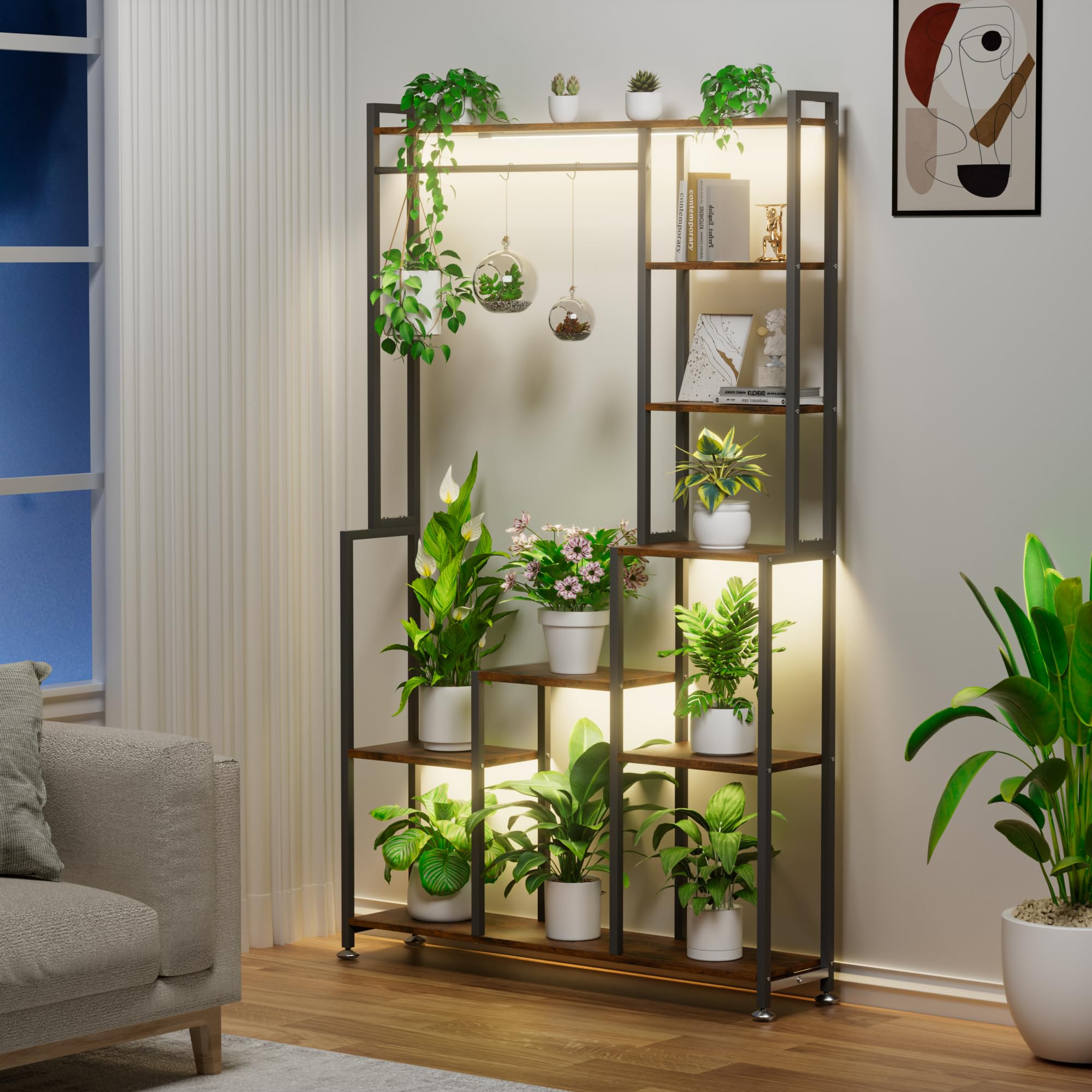 8-Tier Plant Stand with Grow Light - 71 Inches Tall