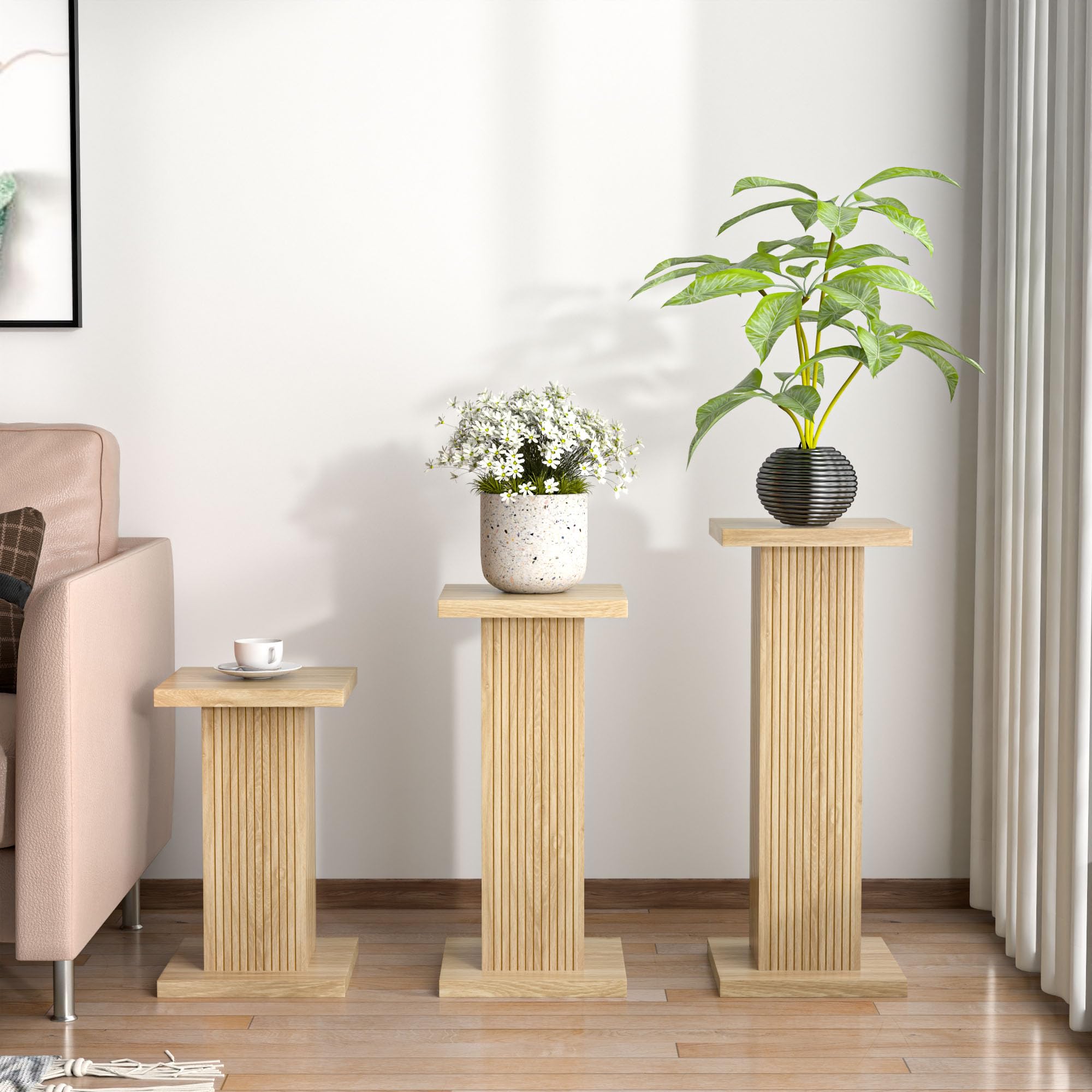 3-Piece Wood Plant Stand Set