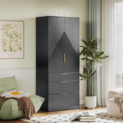 Wardrobe Armoire with 2 Doors and 3 Drawers