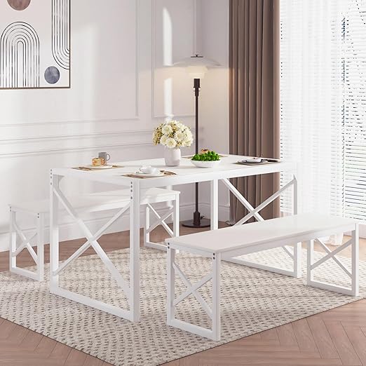 55" Dining Table Set with 2 Benches