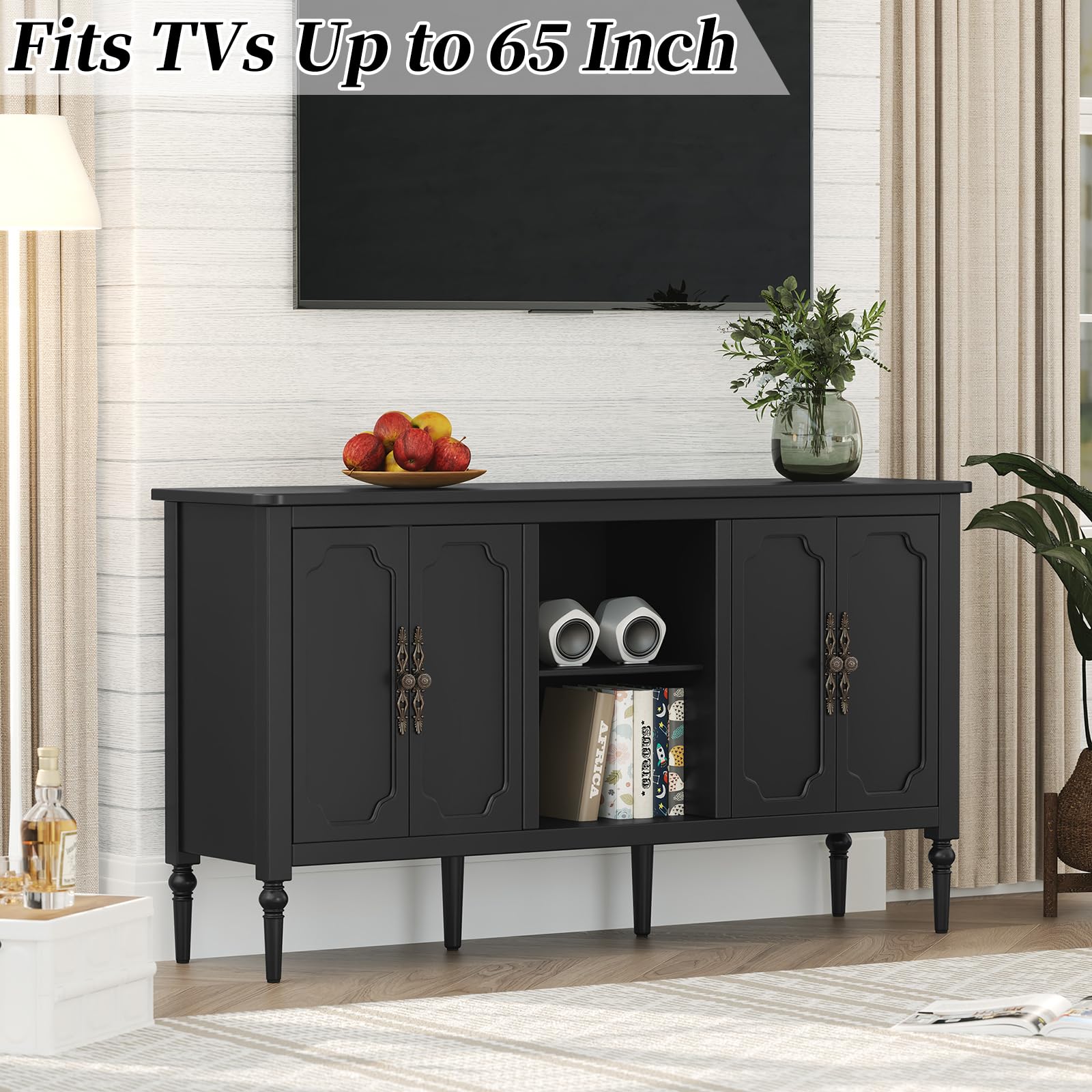 Vintage Buffet Sideboard Cabinet with 4 Doors 59 Inch