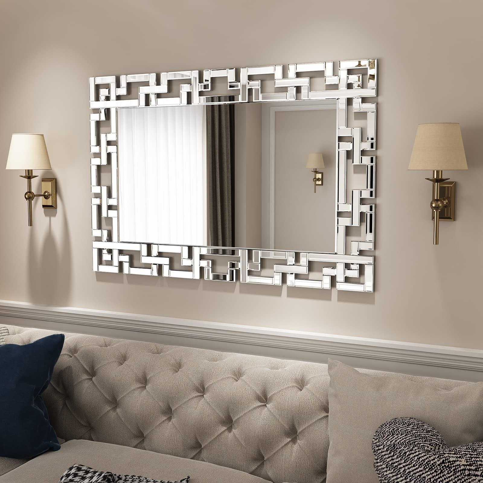 Rectangular Wall Mirror 40x28 Frameless Beveled Edge