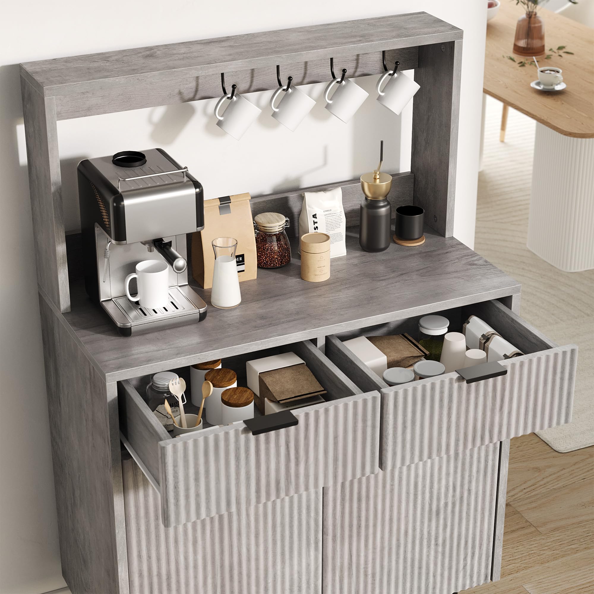 Fluted Sideboard Buffet Cabinet with Storage