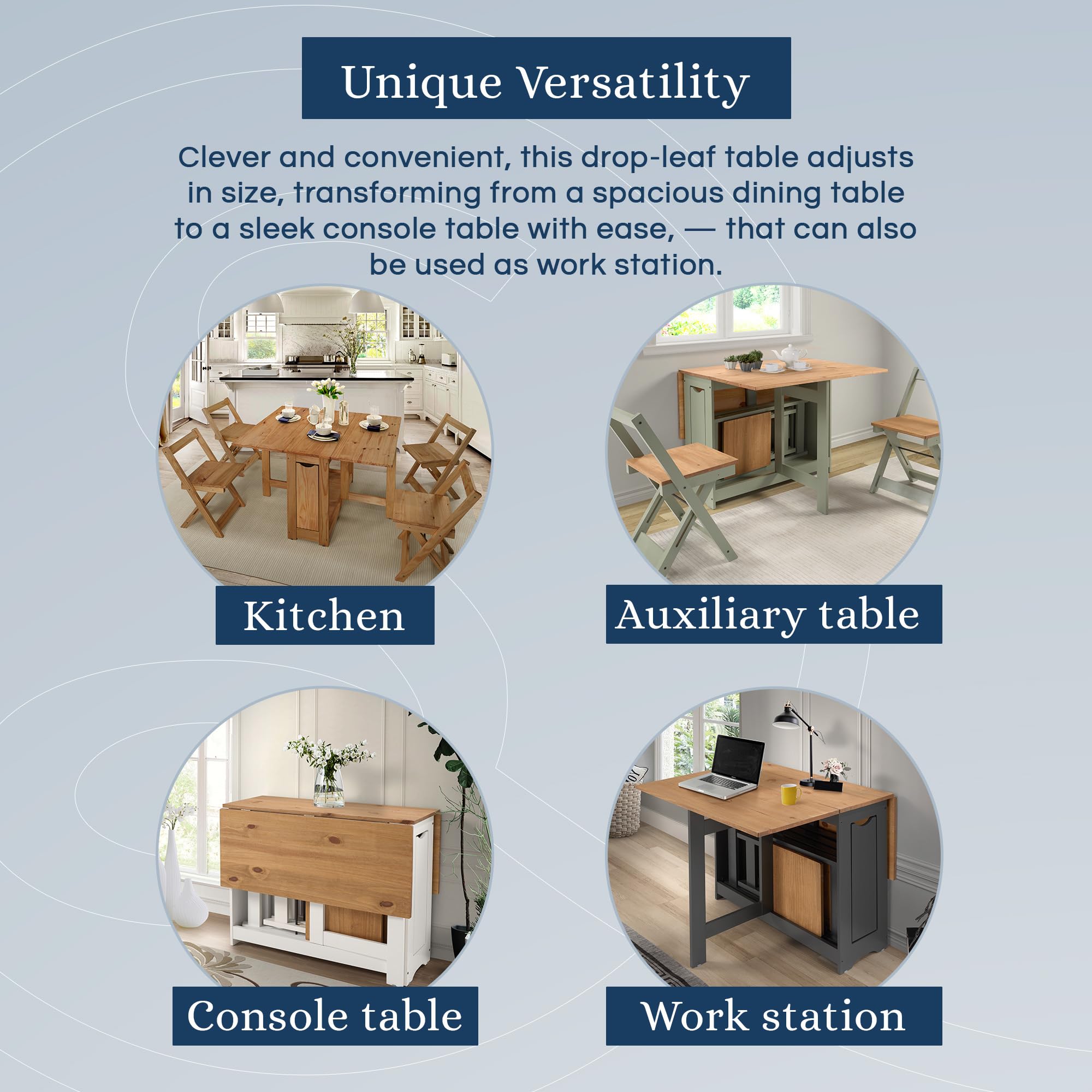 Santos Butterfly Dining Set with 4 Foldable Chairs