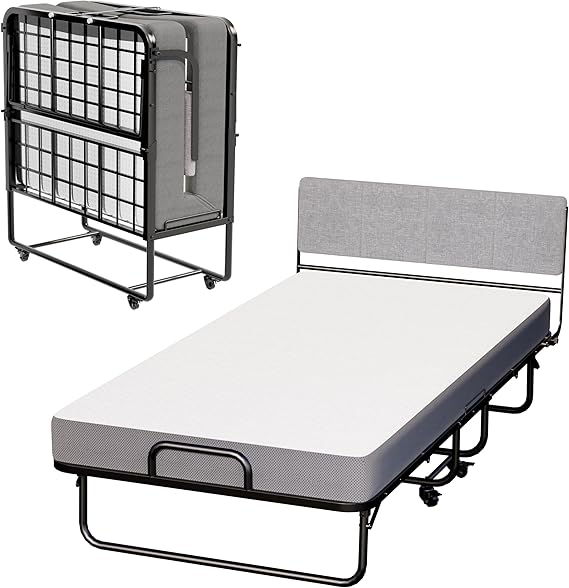Twin Folding Bed with 5" Memory Foam Mattress