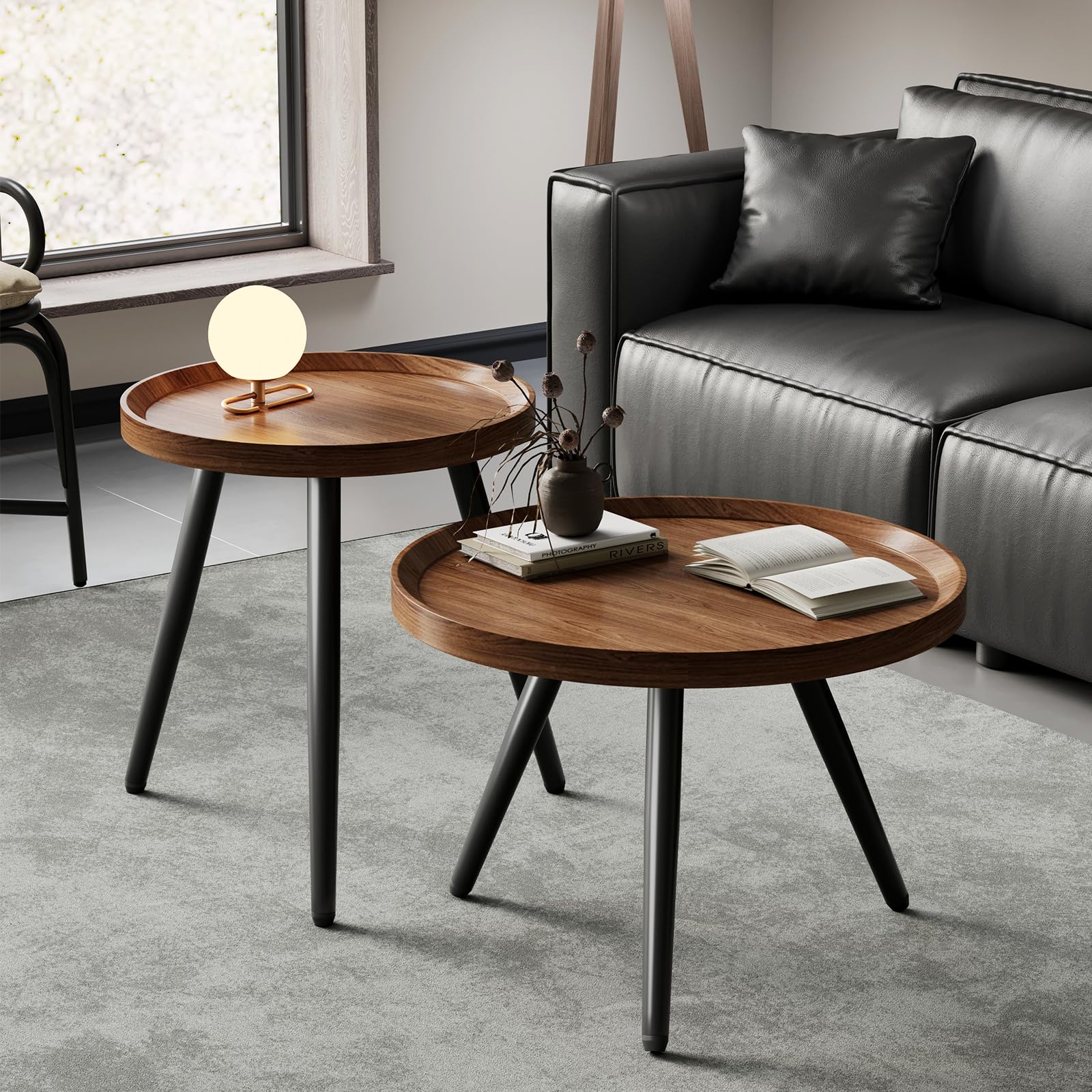 Round Nesting Coffee Table Set of 2