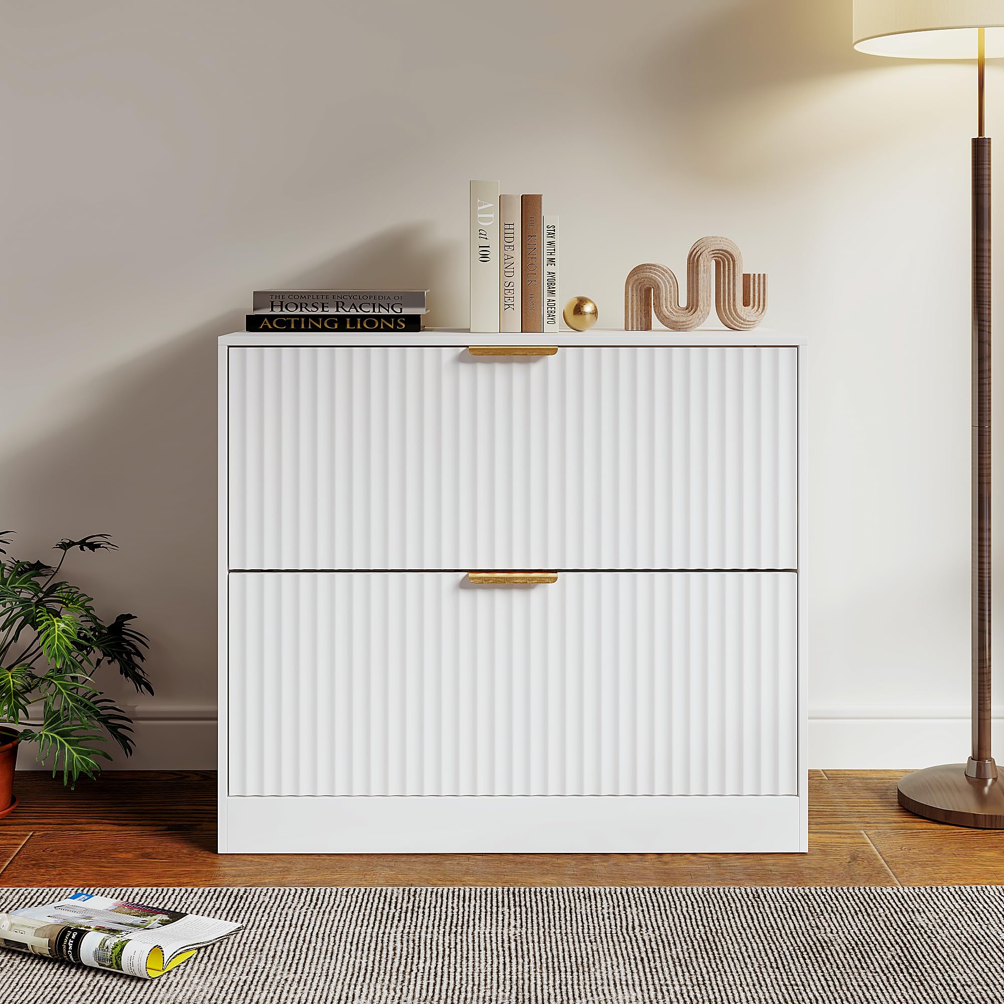 White File Cabinet with 2 Drawers