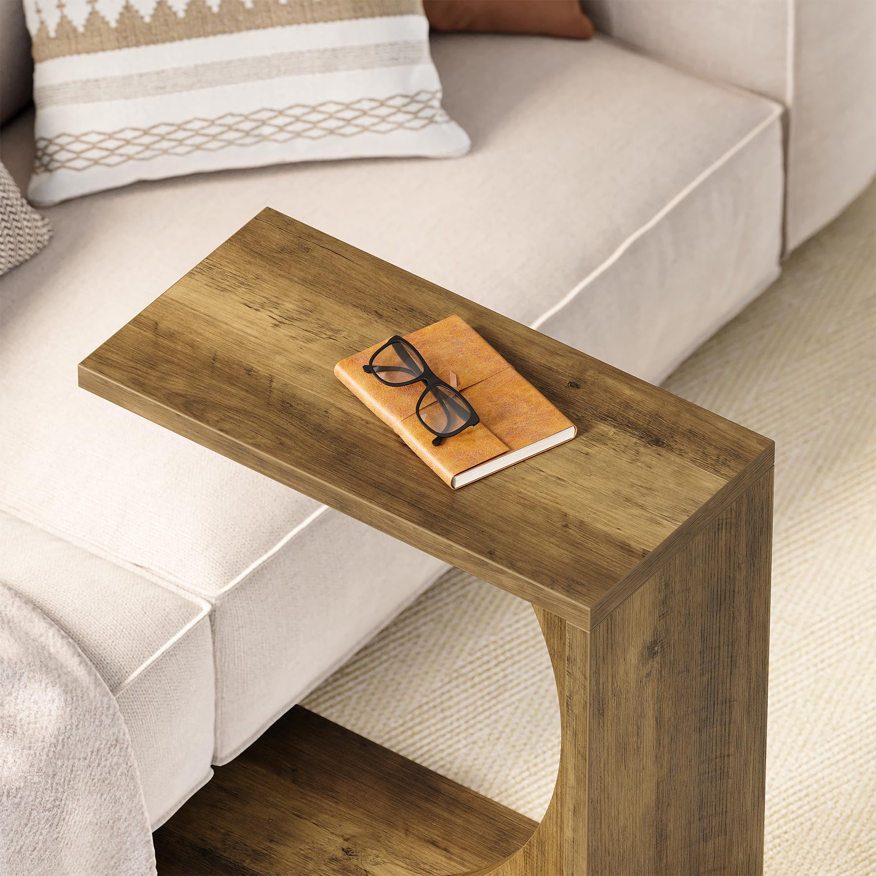 C-Shaped End Table for Sofa and Bedroom
