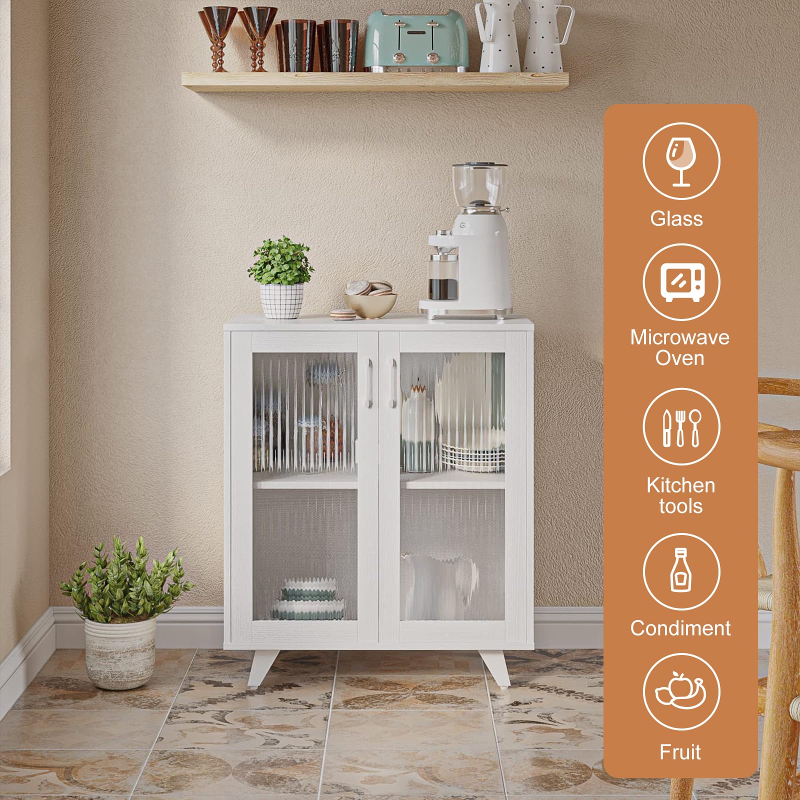 White Storage Sideboard Cabinet with Doors