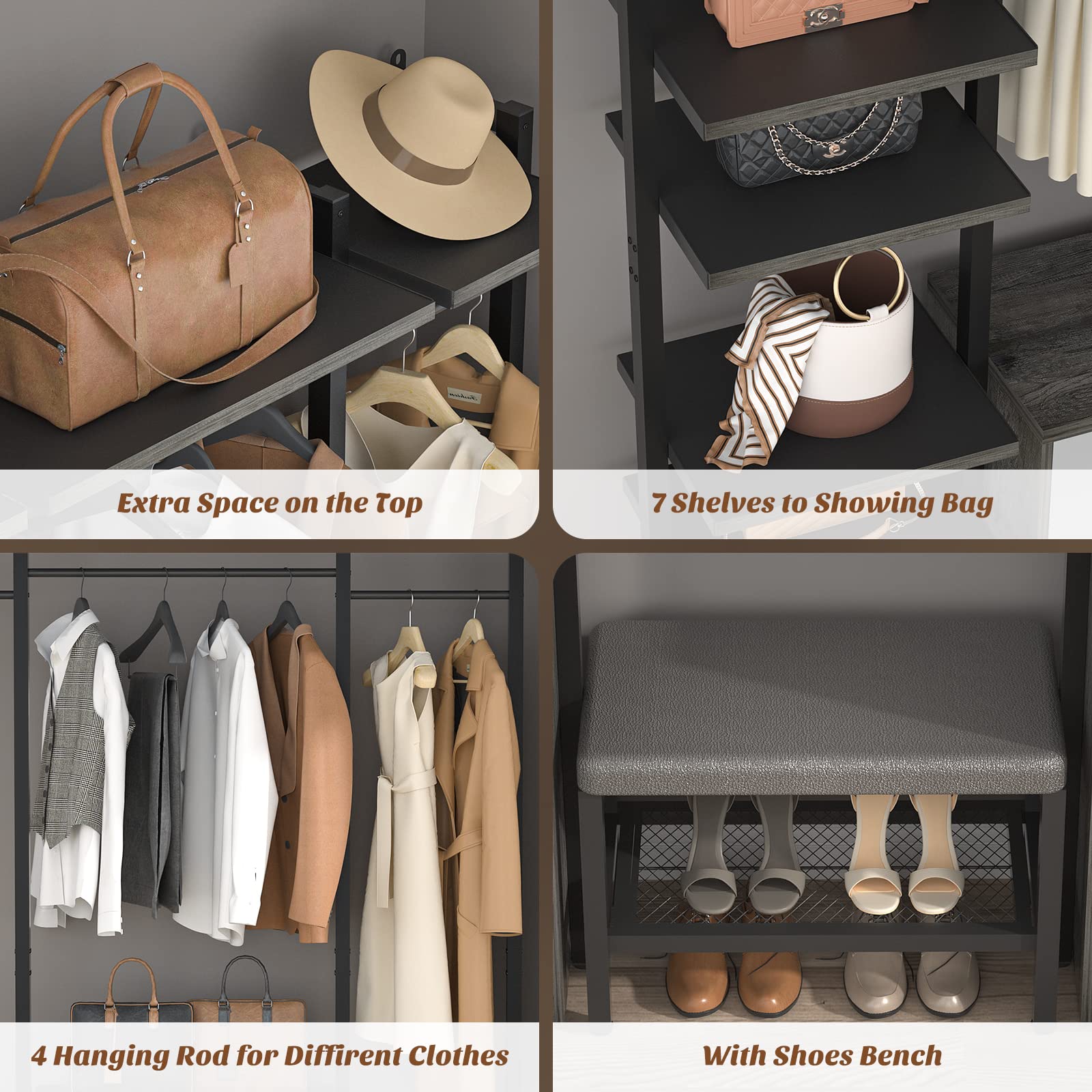 8FT Closet Organizer System with 6 Drawers
