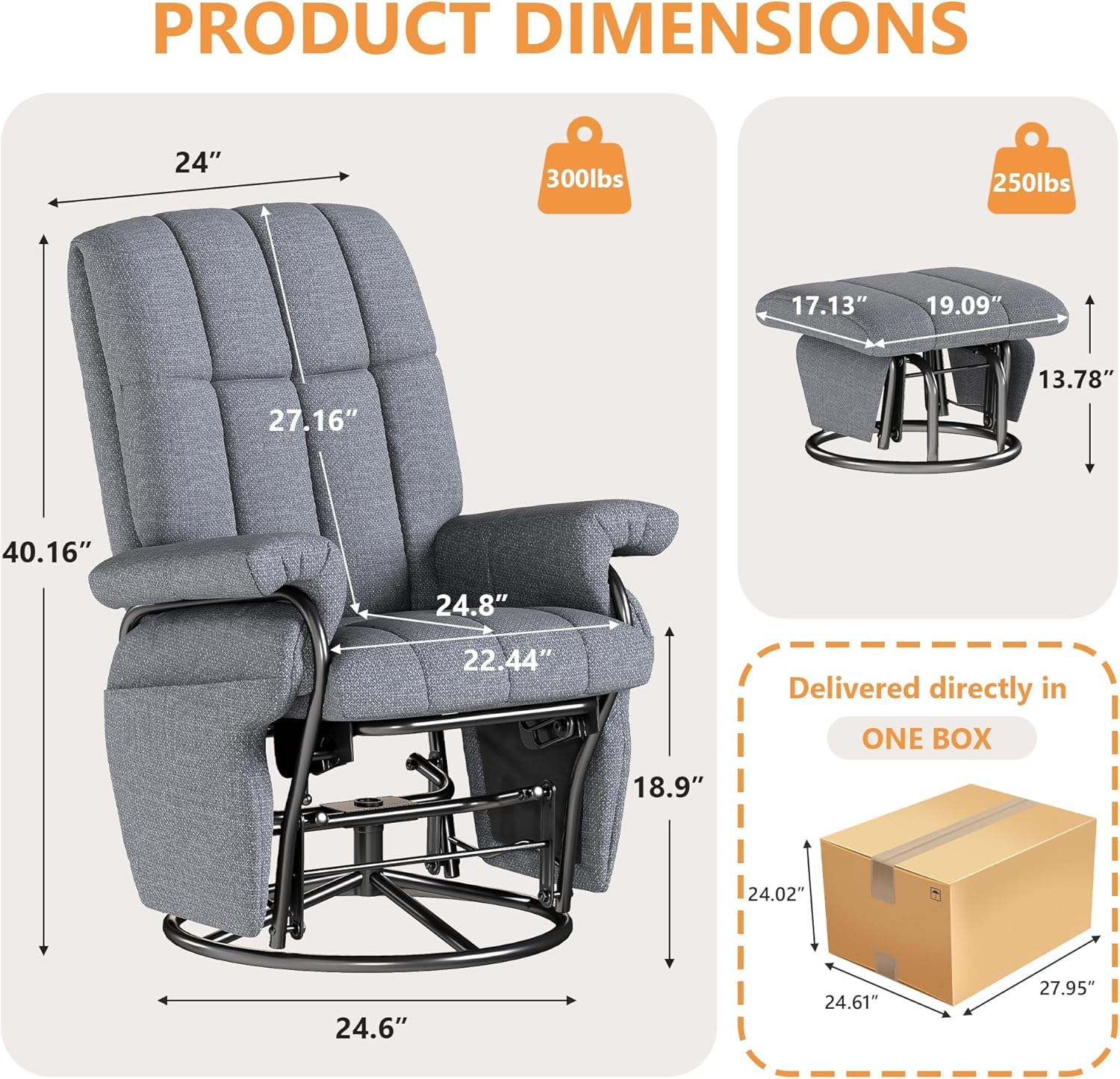 360° Swivel Recliner Chair with Ottoman