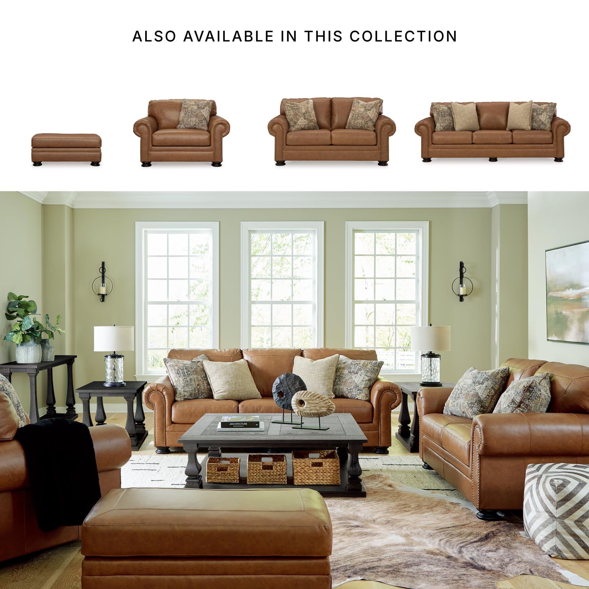 Carianna Leather Sofa with Nailhead Trim