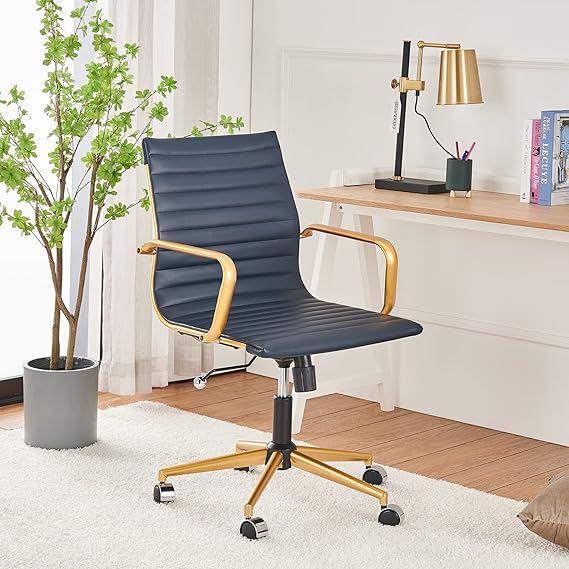 Ergonomic Office Chair - Ribbed Leather Executive Swivel