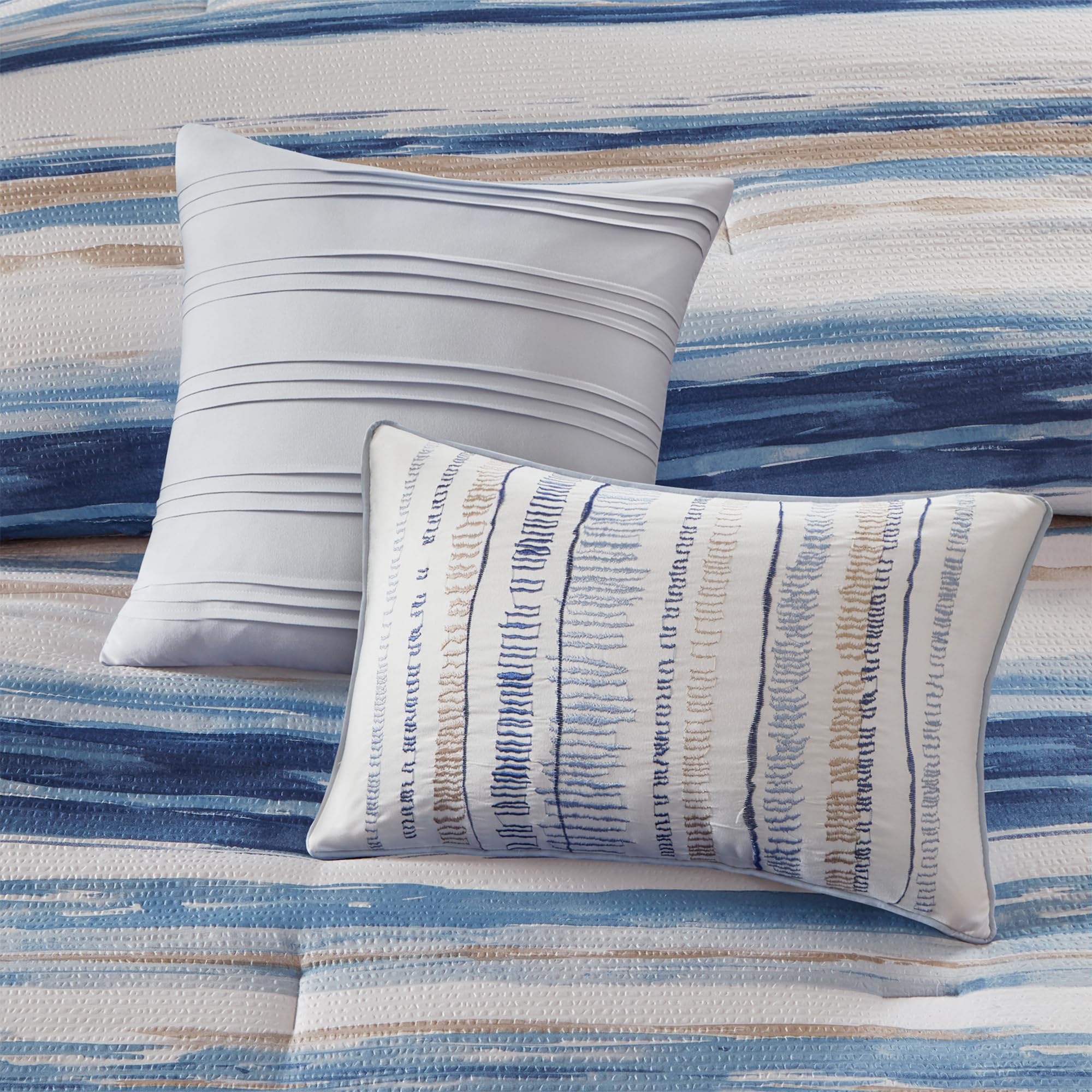 Seersucker Comforter and Coverlet Set King 8 Piece