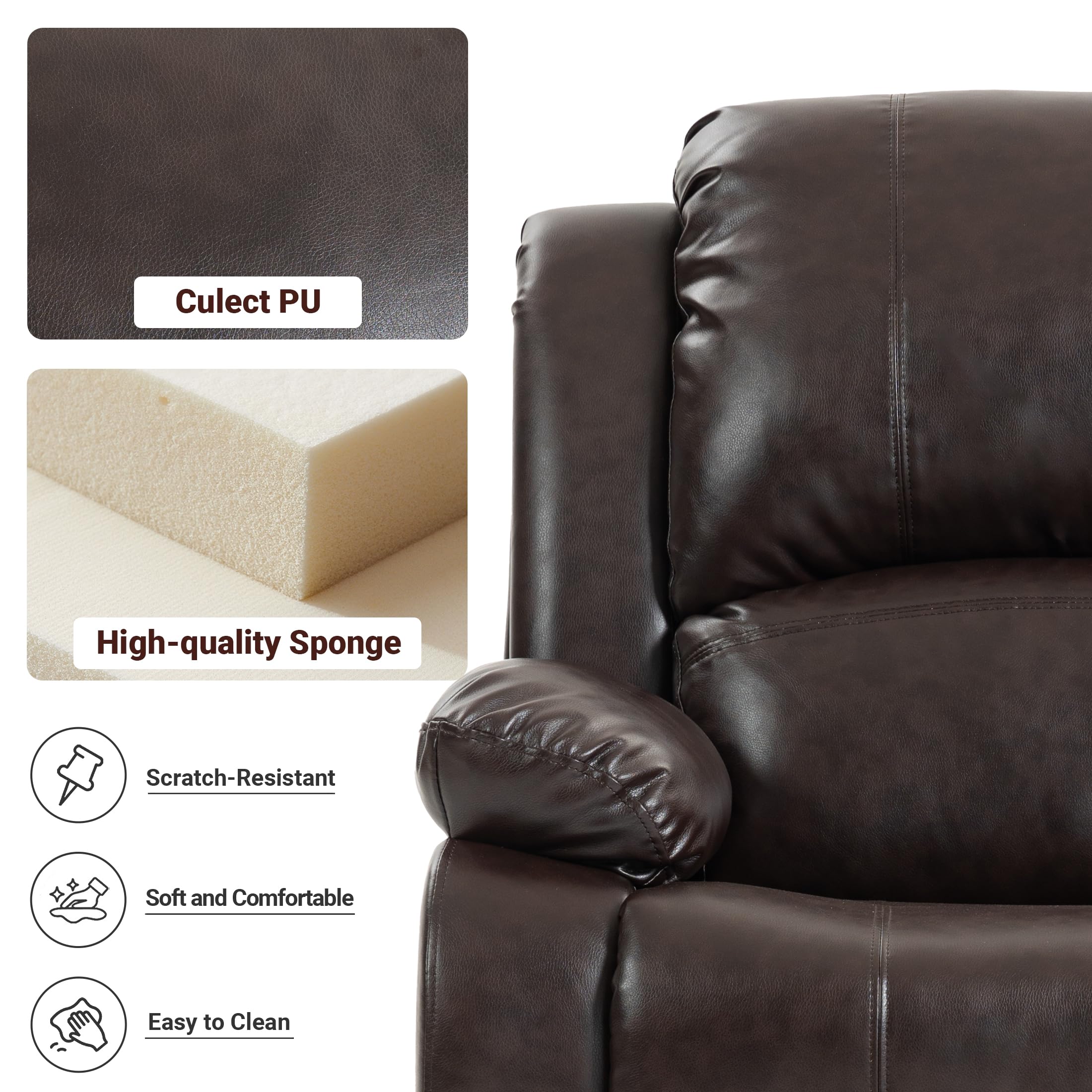 Manual Recliner Chair with Adjustable Push Back