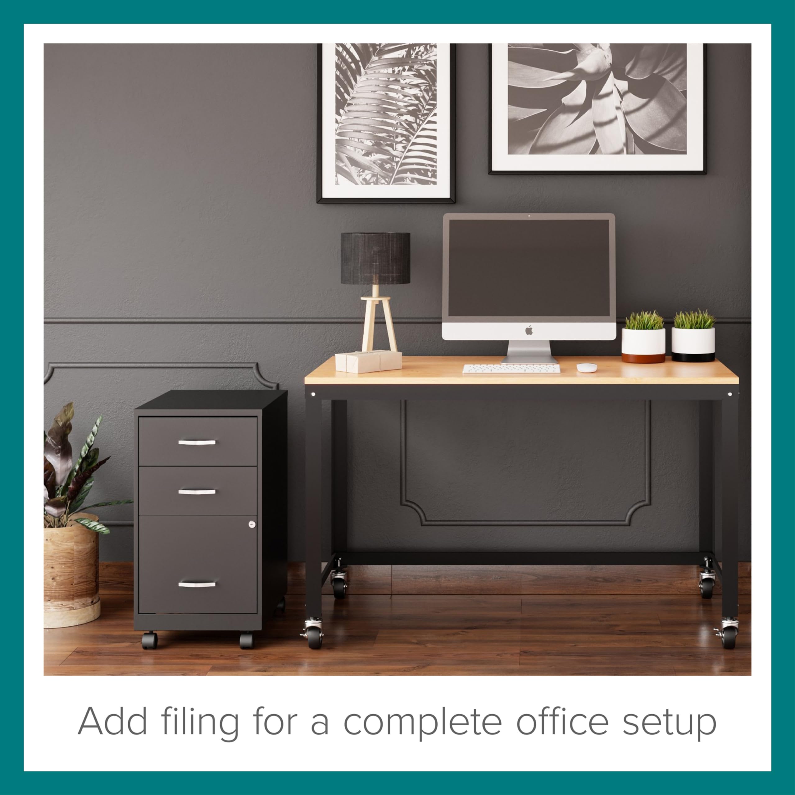 Mobile Computer Writing Desk 48" Black Maple