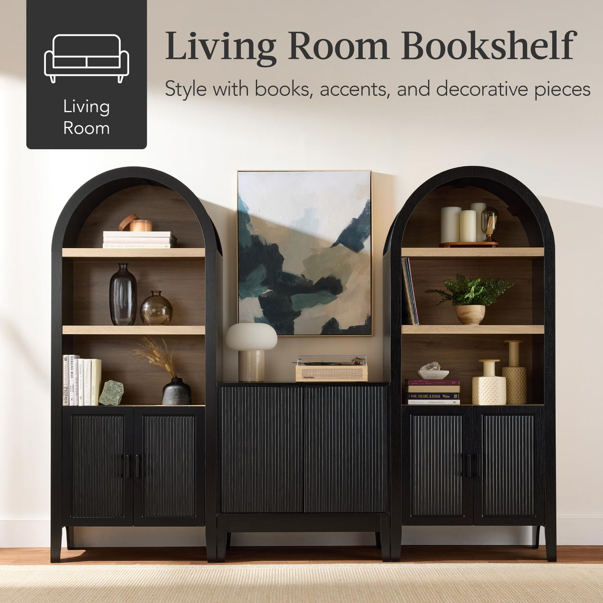 72-Inch Tall Arched Pantry Cabinet with Adjustable Shelves