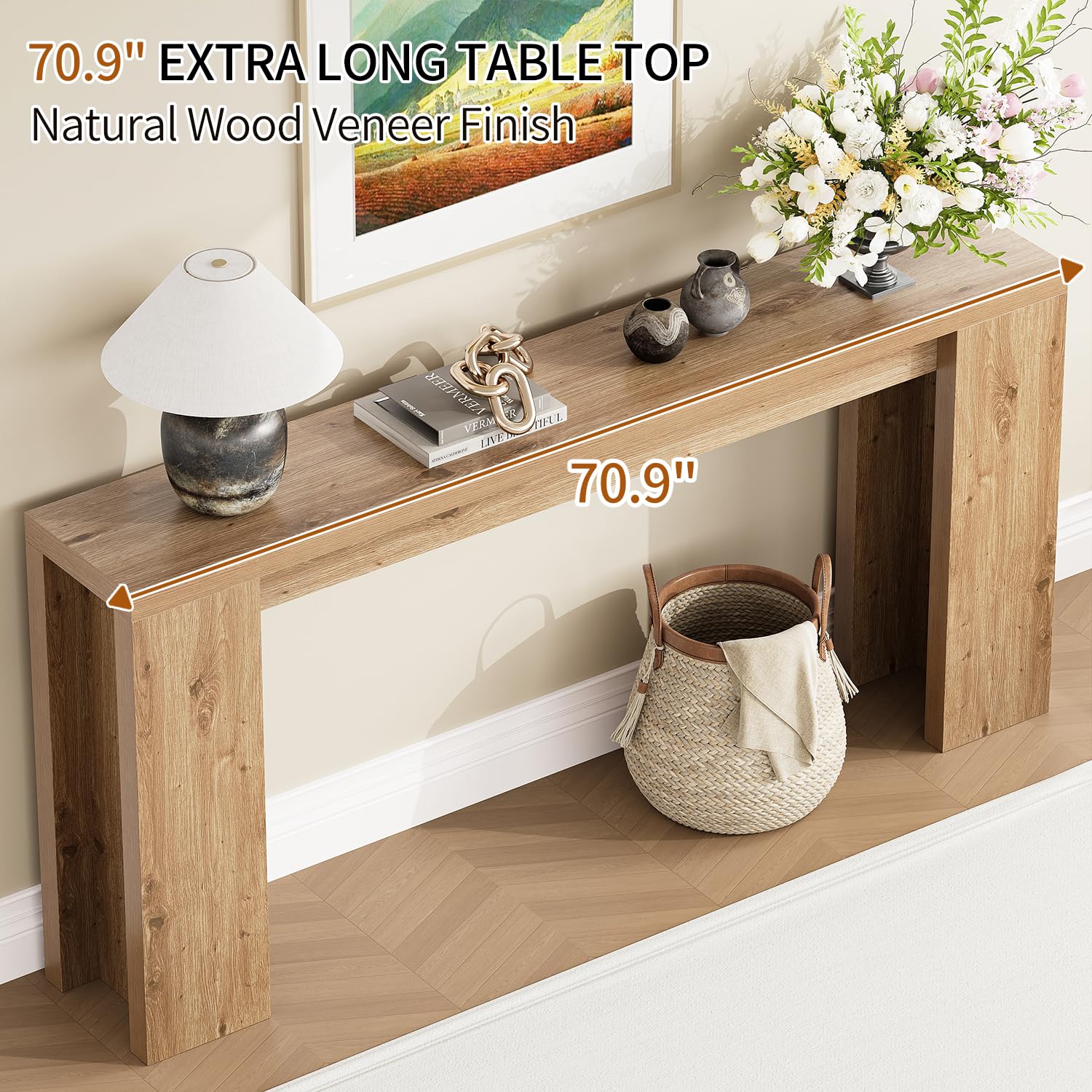 Extra Long Console Table 70.9 Inch Farmhouse Entryway Table
