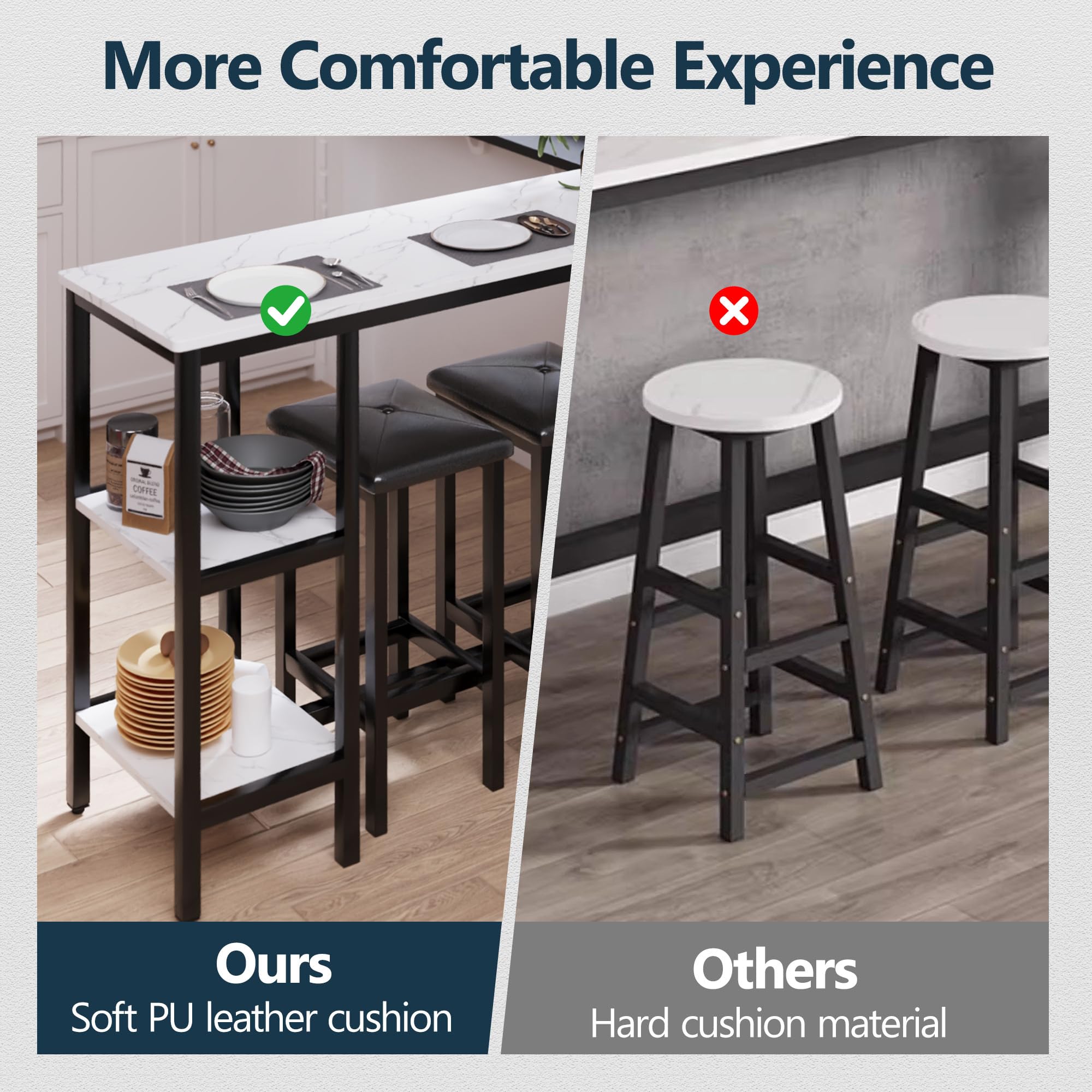 Counter Height Bar Table Set with 3 Stools