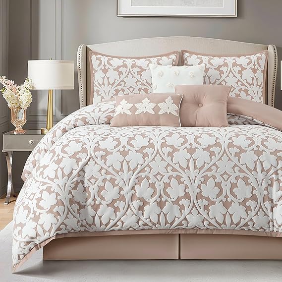 7 Piece Jacquard Comforter Set Queen