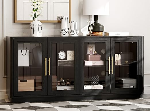 63" Buffet Cabinet with Glass Doors