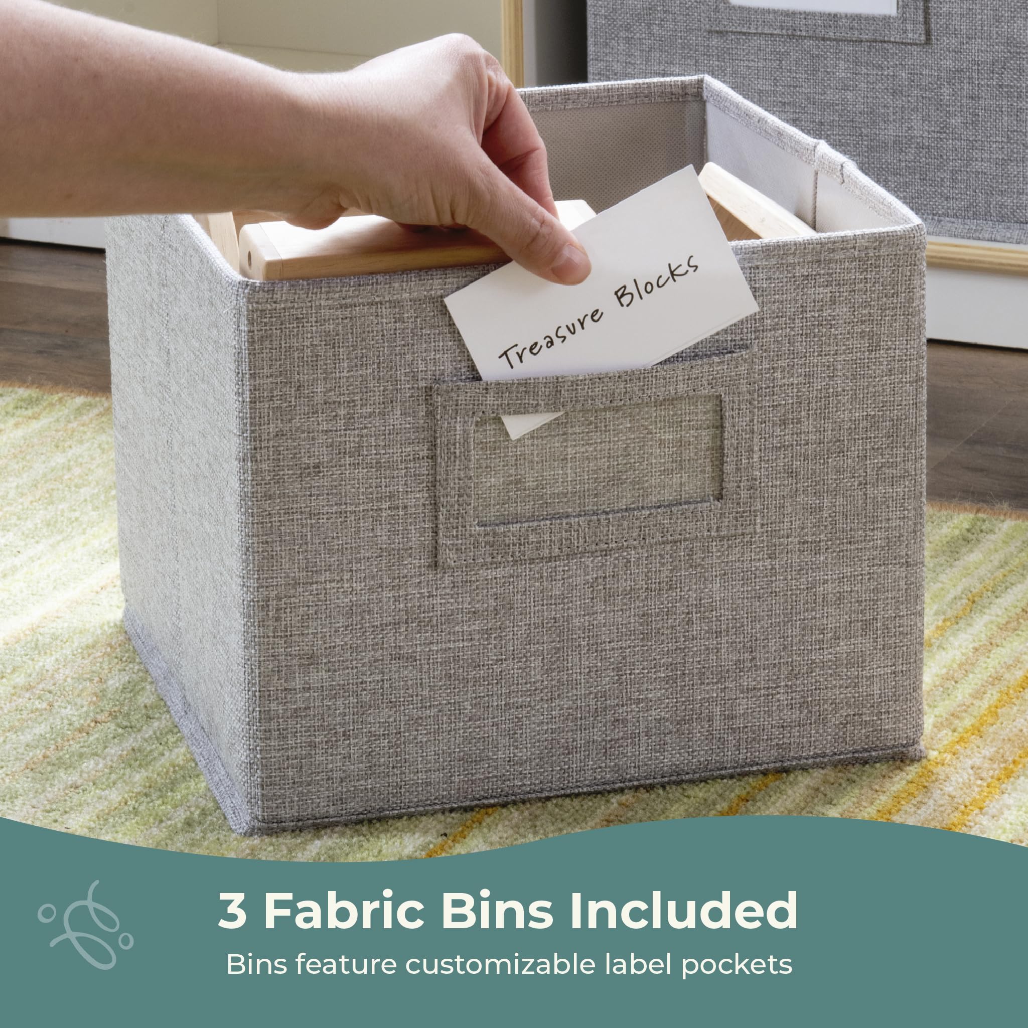 Guidecraft EdQ Dollhouse Bookcase - White: Bookshelf for Kids with Storage Bins for Dolls, Books, Toys, and School Supplies| Kid's Bedroom and Classroom Furniture