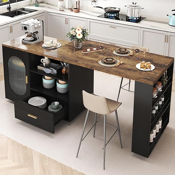 Mobile Kitchen Island Cart with Storage