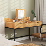 Solid Wood Vanity Desk with Flip Top Mirror and 3 Drawers